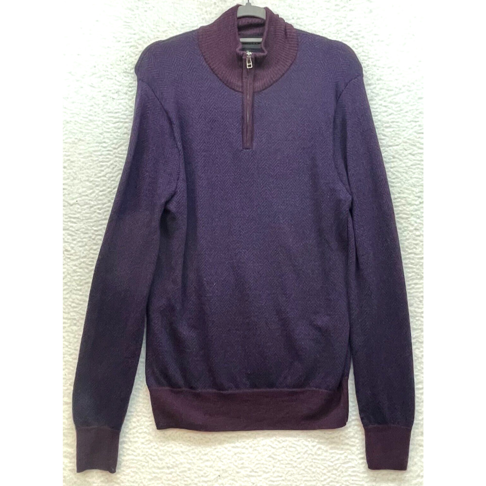 Bonobos Sweater Mens Medium Purple Merino Wool 1/4 Zip Casual Pullover Preppy